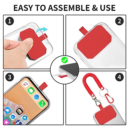 HOTEMIA Phone Tether Lanyard Anti Theft Phone Strap with Carabiner Anti-Drop Outdoor Skiing Hiking Cycling Fishing Climbing fit iPhone and Most Cell Phones (Black+Red) - color: Black+Red