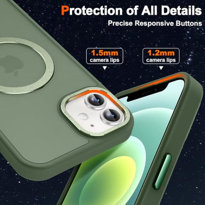 Magnetic for iPhone 11 Case with Ring Stand, Midnight Green | Invisible Magnetic Kickstand, 10FT Drop Protection Shockproof, Velvety Touch, Slim Translucent Matte Back - color: Midnight Green, size: Iphone 11 6.1 inches