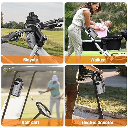 FINPAC Cup Holder for Bike, Universal Water Bottle Holder w/Phone Pockets - color: Gray