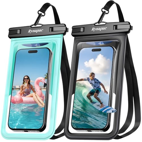 Rynapac Waterproof Phone Pouch [Up to 8.5"] - 2 Pack, IPX8 Waterproof Phone Case with Lanyard for iPhone 17 16 15 Pro Max, Touchscreen & Photograph, Cellphone Dry Bag for Beach Cruise Essentials 2026 - color: [Black + Green]