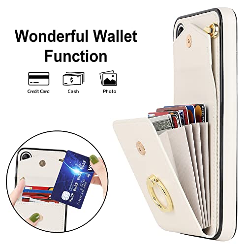 Asuwish Wallet Case for Samsung Galaxy A16 5G/4G Women Men Off White | with Tempered Glass Screen Protector, Ring Holder, RFID Blocking, Card Holder, Wrist Strap, PU Leather, Cover for A 16 - color: Off White