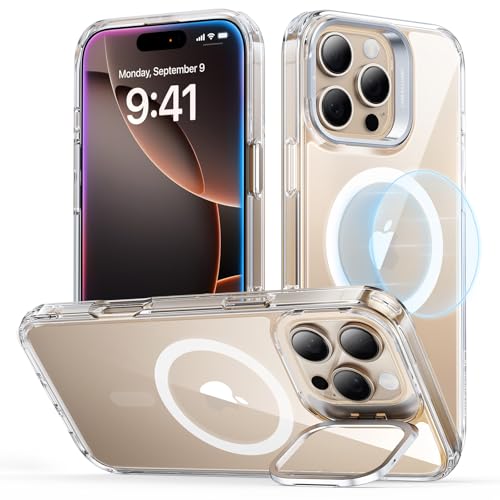 ESR for iPhone 16 Pro Max Case, Compatible with MagSafe, Military-Grade Protective Case, Built-in Stash Stand Phone Case, Scratch-Resistant Back Cover, Classic Series, Clear - color: Clear