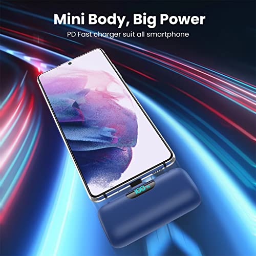 [2 Pack]Small Portable Charger for iPhone 17/16/15 Series,5000mAh 3A PD USB C Power Bank, Mini Travel Essentials Battery Pack for iPhone 17/17 Pro/16/16 Plus/16 Pro/15 Pro Max,Samsung,Android/LG etc - color: Black+Blue