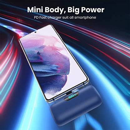 [2 Pack]Small Portable Charger for iPhone 17/16/15 Series,5000mAh 3A PD USB C Power Bank, Mini Travel Essentials Battery Pack for iPhone 17/17 Pro/16/16 Plus/16 Pro/15 Pro Max,Samsung,Android/LG etc - color: Black+Blue