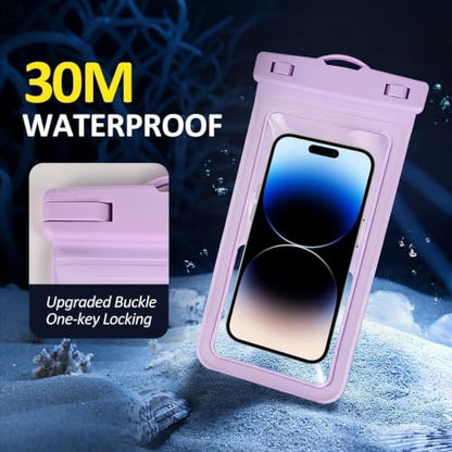 MOLOPPO Waterproof Phone Pouch, Large, Purple, for iPhone 15 16 17 Pro Max | Card Slot Inside, Beach Essentials, Waterproof - color: A4-Purple with Card Holder-1 Pack
