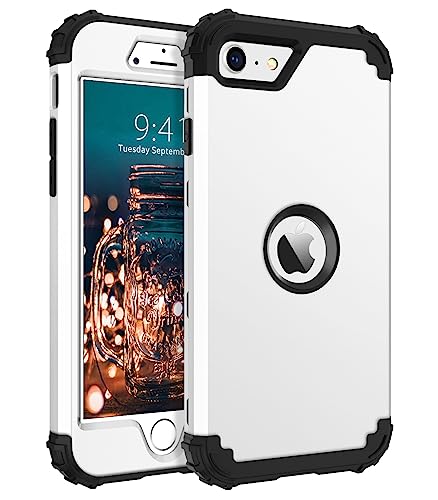 BENTOBEN for iPhone SE 2022 Phone Case and iPhone SE 2020 Case, Heavy Duty 3 in 1 Full Body Rugged Shockproof Hybrid Hard PC Soft Rubber Bumper Drop Protective Girls Women Cover, White/Black - color: Black/White