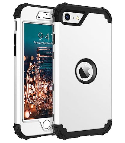 BENTOBEN for iPhone SE 2022 Phone Case and iPhone SE 2020 Case, Heavy Duty 3 in 1 Full Body Rugged Shockproof Hybrid Hard PC Soft Rubber Bumper Drop Protective Girls Women Cover, White/Black - color: Black/White
