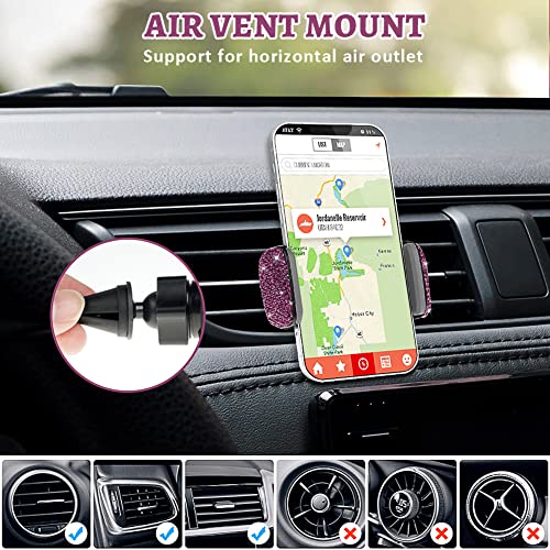 eing Car Phone Mount Cell Phone Holder with One More Air Vent Base,Bling Crystal Universal Phone Mount Holder Cradle for Dashboard,Windshield and Air Vent,Purple - color: G-Purple