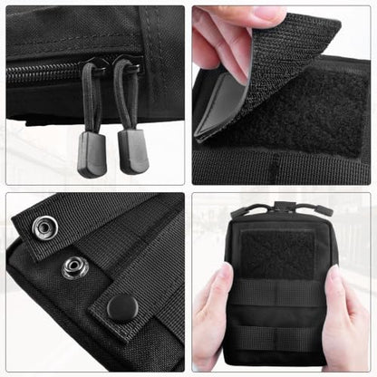TRIWONDER Tactical Cigarette Pouch Molle Small Military Bag Battery Cigarette Case EDC Utility Card Holder Lighter Slot Mini Cigar Waist Pack - color: 10 Black