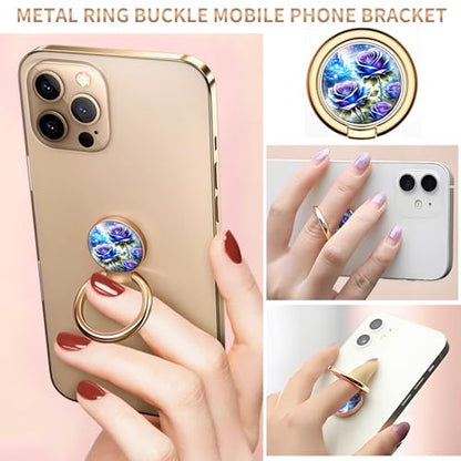 Cell Phone Ring Holder, Cute Metal Phone Grip Stand Finger Ring Kickstand, Flexible 360°Rotation Phone Tablet Case Accessories Compatible with Most Phones Blue Roses Castle - color: Blue Roses Castle