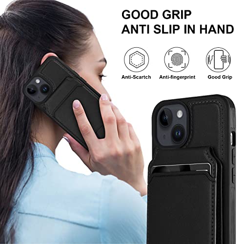 iCoverCase Wallet Case for iPhone 13 Pro Max/12 Pro Max Compatible with MagSafe, Magnetic Detachable Card Slots Holder PU Leather Kickstand Wireless Charging Case 6.7 Inch (Black) - color: Black