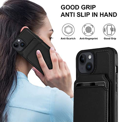 iCoverCase Wallet Case for iPhone 13 Pro Max/12 Pro Max Compatible with MagSafe, Magnetic Detachable Card Slots Holder PU Leather Kickstand Wireless Charging Case 6.7 Inch (Black) - color: Black