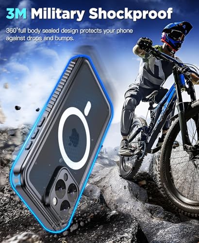 Beeasy for iPhone 15 Pro Waterproof Case with Magsafe, IP68 Underwater Military Grade, Phone Case with Shockproof, Dustproof, Rugged 360 Full Body Protection Cover with Built-in Screen Protector - size: iPhone 15 Pro (6.1")
