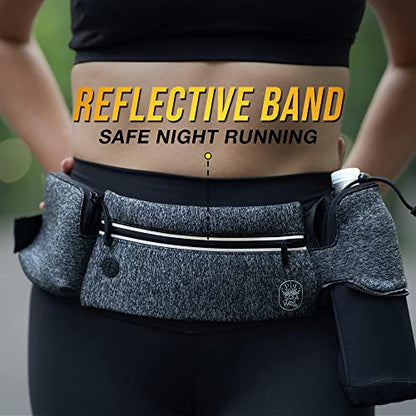 Running Belt with Water Bottle Holder Waist Bag Extender Grey - color: Grey
