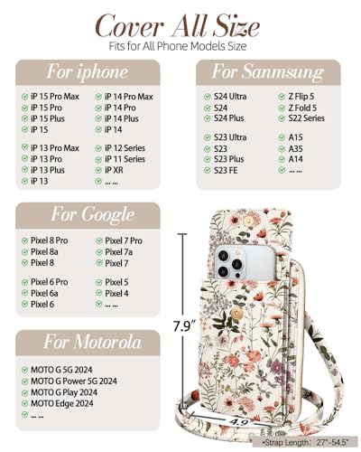 Leather Cell Phone Purse Crossbody Bag for Women | Adjustable Shoulder Strap, Card Slots, Secure Wallet Interior, Cute Pattern Styles, Small Carry for Travel and Daily Use - color: Flower