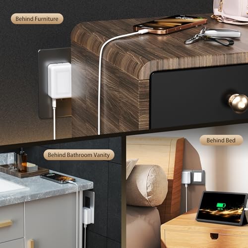 40W Flat USB C Wall Charger 4Port Foldable Slim Fast Charging Block - color: White | 1-Pack | 4-Port
