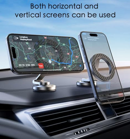 JUHOO Upgrade Phone Holder for car Magnetic rotatable and Retractable car Phone Holder Mount Dashboard Mount Fit for iPhone 15 14 13 12 Pro Max Plus Mini & All Smartphone - color: Gray