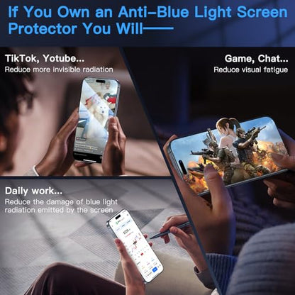 Uyiton for iPhone 16 Pro Max Screen Protector (Anti-Blue Light) - size: iPhone 16 Pro Max - 6.9 inch