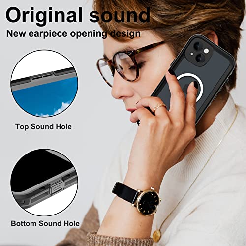 Full Body Case for iPhone 14 Plus 6.7 Inch,Waterproof DirtProof DropProof Snowproof Anti-Scratch Magnetic Clear Rugged Built-in Screen Protector Heavy Protect,Black-Gray - size: iPhone 14 Plus 6.7inch