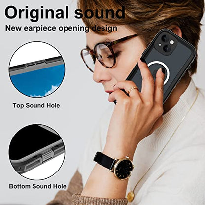 Full Body Case for iPhone 14 Plus 6.7 Inch,Waterproof DirtProof DropProof Snowproof Anti-Scratch Magnetic Clear Rugged Built-in Screen Protector Heavy Protect,Black-Gray - size: iPhone 14 Plus 6.7inch