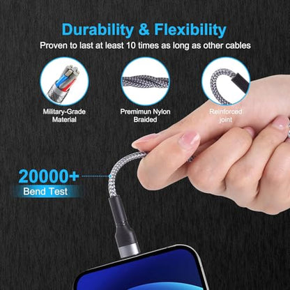 4 in 1 Multi Charging Cable Multi USB Fast Charging Nylon Cord (7.2Ft)