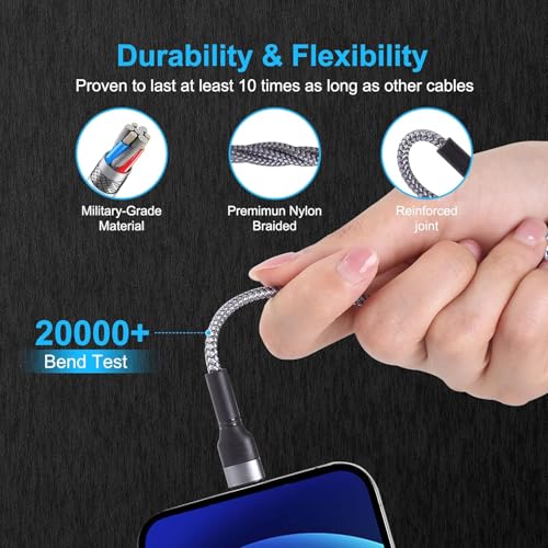 4 in 1 Multi Charging Cable Multi USB Fast Charging Nylon Cord (4Ft)