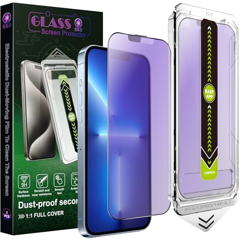 2 Pack Anti Blue Light Matte Screen Protector for iPhone 16e/13/13 Pro/14 (6.1-Inch),9H Tempered Glass,Anti-Glare,Full Coverage,Anti-Fingerprint,Auto Dust Removal,Bubble-Free