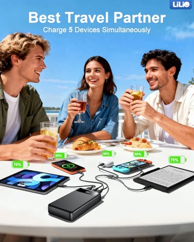 LILIO 60000mAh Portable Charger, 22.5W Fast Charging with 3 in 1 Cable