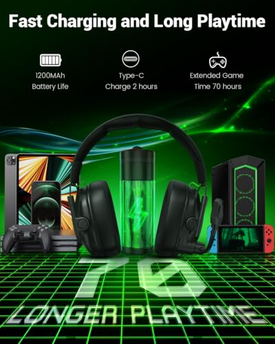 Krysenix 2.4 GHz Wireless Gaming Headset for PC, PS5, PS4, Switch - Black - color: Pure Black