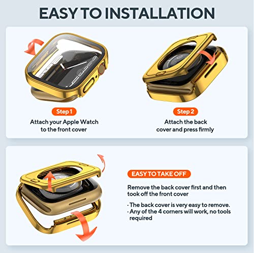 2-Pack Waterproof Case for 40mm Apple Watch SE 3/2/1 Series 6/5/4 - color: Gold/Gold, size: 40mm(SE3/SE2/SE/6/5/4)