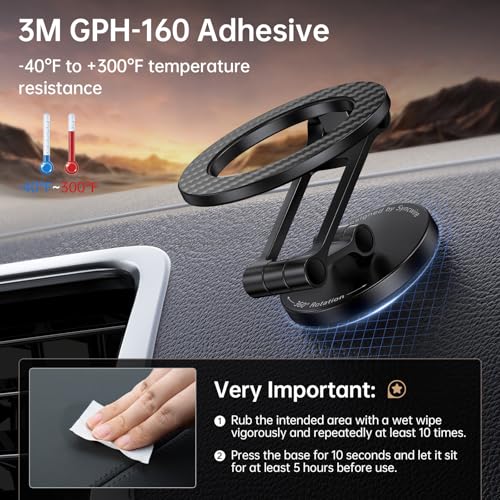 SYNCWIRE Fits MagSafe Car Mount Magnetic Phone Holder for Dash and Tesla - color: Carbon Fiber
