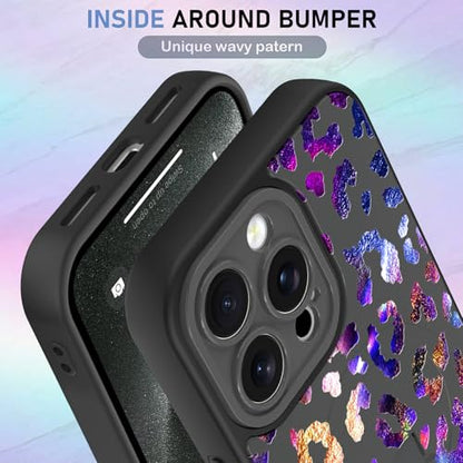 KANGHAR Compatible with iPhone 15 Pro Case Leopard Cheetah Pattern -Black - color: Black-Leopard(Iridescent), size: iPhone 15 Pro