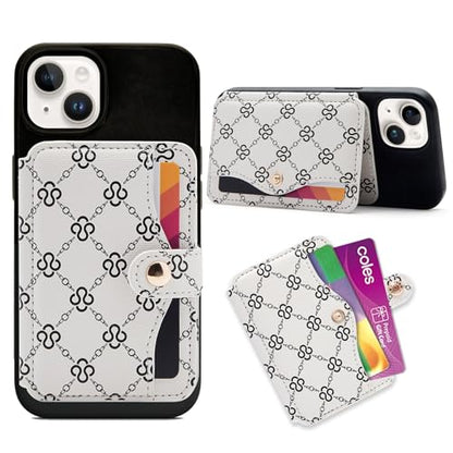 M-Plateau Small Wallet for Women, Sticky Wallet for Back of Phone - color: Beige Print