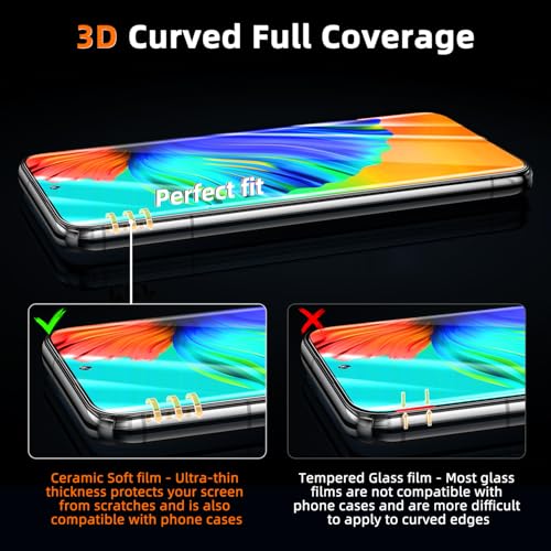 MAYtobe [2-Pack Screen Protector for Samsung Galaxy S21 Ultra Ceramic film with Installation Tray, Easy Installation, 3D Curved, Bubble Free, Anti-Scratch - size: Samsung S21 Ultra