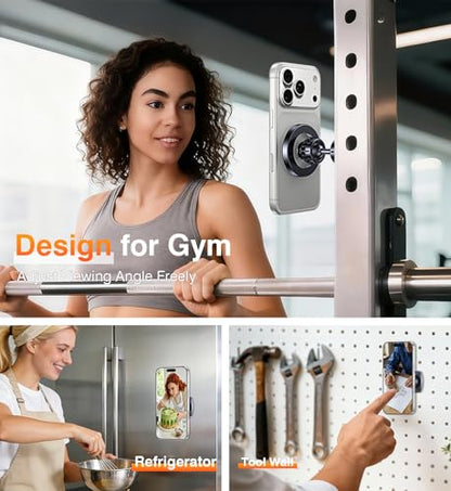 Romuto Magnetic Phone Holder for Gym Phone Holder Magnet Phone Camera Mount - color: Black