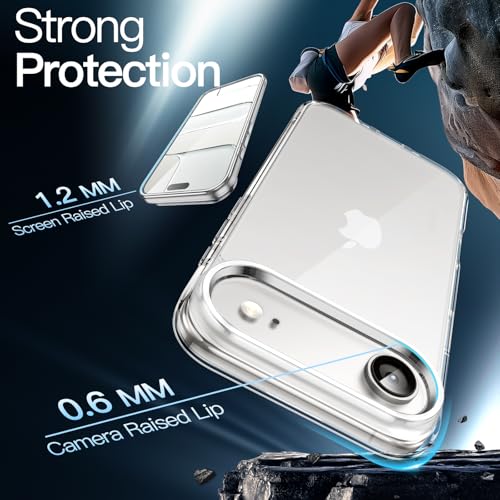 JETech Case for iPhone Air, Non-Yellowing Shockproof Phone Bumper Cover, Anti-Scratch Clear Back, 6.5-Inch Display (Clear) - color: Clear, size: iPhone Air