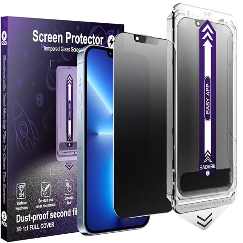 2-Pack Matte Privacy Screen Protector for iPhone 13 Pro Max / 14 Plus,Anti-Glare & Anti-Spy,Anti-Fingerprint,Smooth as Silk,Easy Installation, Military-Grade 9H Hardness - size: iPhone 13 Pro Max / 14 Plus