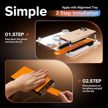 3 Pack Privacy Screen Protector for iPhone 14 Pro, [One-Pull Installation] Military-Grade Shatterproof & Ultra Durable 9H Hardness, Anti-Spy Tempered Glass, Bubble-Free, Case Friendly - size: iPhone 14 Pro