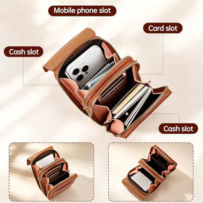 Touchscreen Phone Crossbody Bag,Touch Screen Crossbody Phone Purse,Touchscreen Crossbody Phone Wallet,Compact and Portable - color: Red
