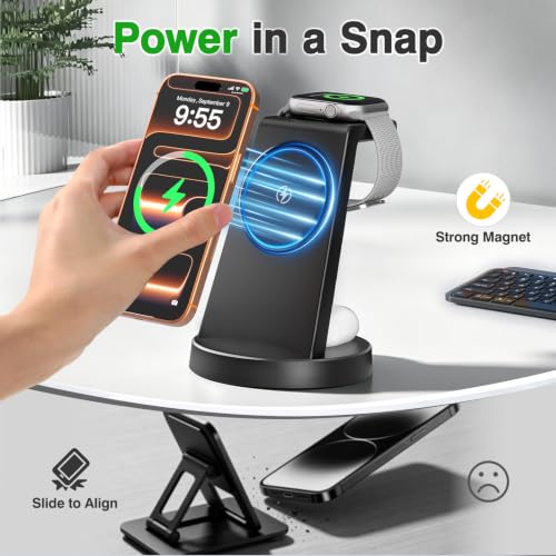 25W Fast Desktop 3 in 1 Magnetic Wireless Charging Stand Station