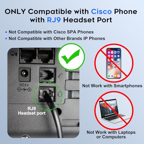 MKJ Cisco Phone Headset Corded RJ9 Telephone Headset Noise Canceling Mic