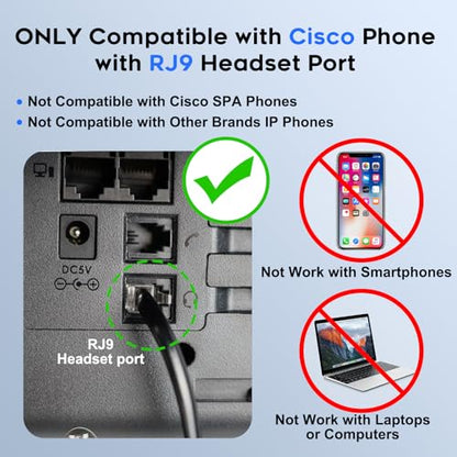 MKJ Cisco Phone Headset Corded RJ9 Telephone Headset Noise Canceling Mic