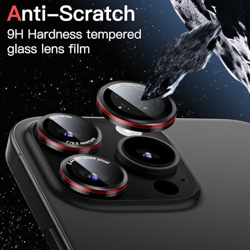 JETech Camera Lens Protector for iPhone 16 Pro/16 Pro Max, Black+Red, 1 Set - size: iPhone 16 Pro/16 Pro Max