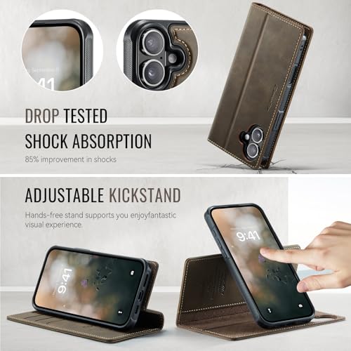 Kowauri Case for iPhone 17, PU Leather Wallet Flip Case with Card Holder RFID Blocking, Magnetic Detachable Shockproof Phone Cover Wireless Charging Compatible for iPhone 17 (6.3 inch), Coffee - color: Coffee