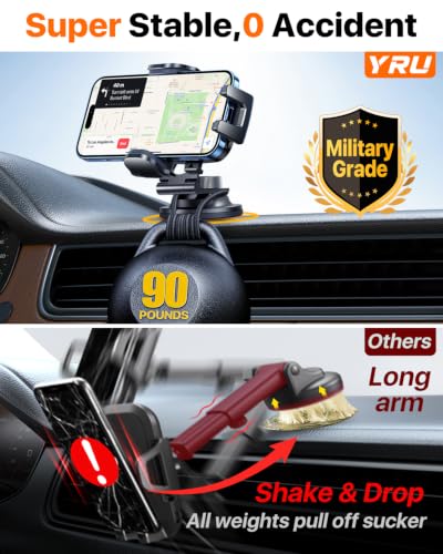 Military-Grade Heavy-Duty Metal Car Phone Holder Mount 2026 Upgraded Foldable & 360° Rotatable Arm【90LBS Safest Strongest Certs & Patent】Windshield Vent Dashboard for iPhone 17 Pro Max 16 15, Black