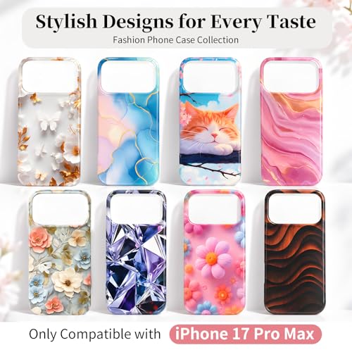 Case Compatible with iPhone 17 Pro Max, 2025 Anti-Yellow Ultra Transparent Soft TPU Phone Case, Shockproof Anti-Slip Slim Lightweight Full Coverage Protective (Flowers 1) - color: Flowers 1