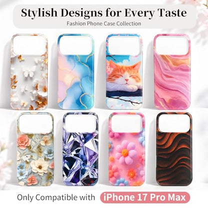 Case Compatible with iPhone 17 Pro Max, 2025 Anti-Yellow Ultra Transparent Soft TPU Phone Case, Shockproof Anti-Slip Slim Lightweight Full Coverage Protective (Flowers 1) - color: Flowers 1