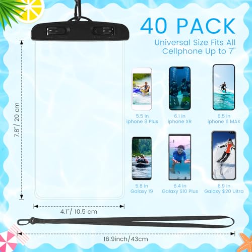 40 Pack Universal Clear Waterproof Phone Pouch, Colorful - color: Colorful