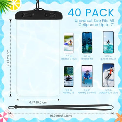 40 Pack Universal Clear Waterproof Phone Pouch, Colorful - color: Colorful