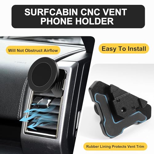 Surfcabin CNC Vent Phone Holder, Magnetic Car Air Vent Phone Holder Cradles Mount Compatible with F150 2015-2020 & Super Duty F250 F350 F450 2017-2021 Universal Bracket Stand for iPhone & Android - size: Fits F150 2015-2020